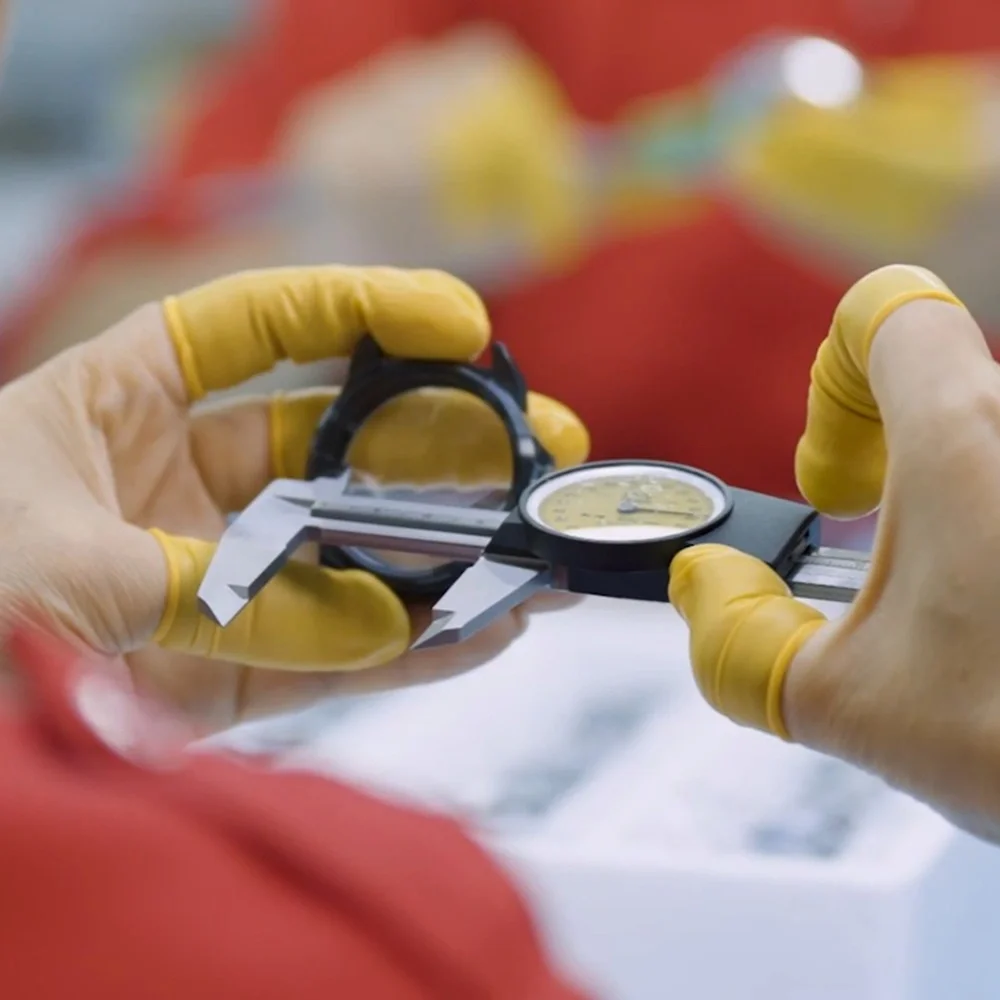 Quality Factory Watch Inspection Hero Quality & Factory: Right-side circular quality hero